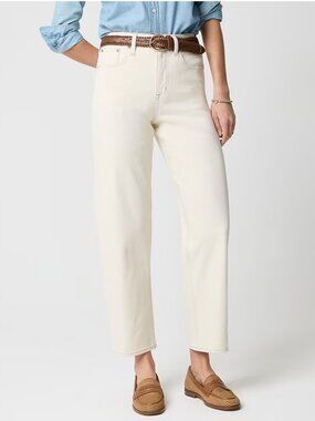 J. Crew Slim Barrel Jeans 28P Ecru Off White NWT $148.00
